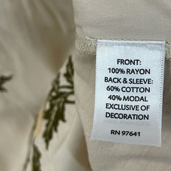 J Jill Large Embroidered Woven Front Shirt Button Front Long Sleeve Beige Womens - Picture 5 of 14